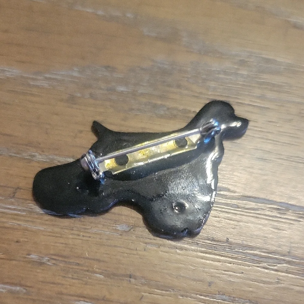 Elegant Tan Dog Figurine brooch
